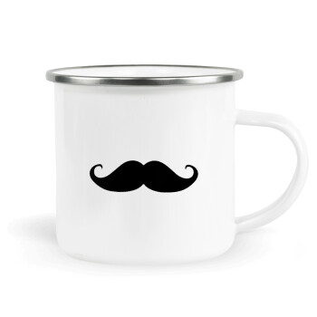 moustache, Metallic enamel cup white 360ml