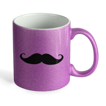 moustache, Κούπα Μωβ Glitter που γυαλίζει, κεραμική, 330ml