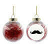 Transparent Christmas tree ball ornament with red filling 8cm