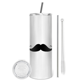 moustache, Eco friendly stainless steel tumbler 600ml, with metal straw & cleaning brush