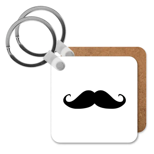 moustache — Square wooden MDF keychain
