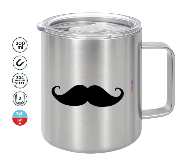 moustache — Double-walled stainless steel mug 300ml with temperature-retaining lid