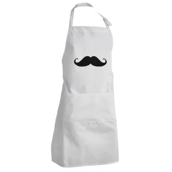 moustache, Adult Chef Apron (with sliders and 2 pockets)