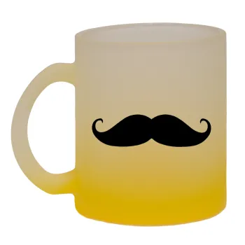 Μουστάκι, Κούπα γυάλινη δίχρωμη με βάση το κίτρινο ματ, 330ml