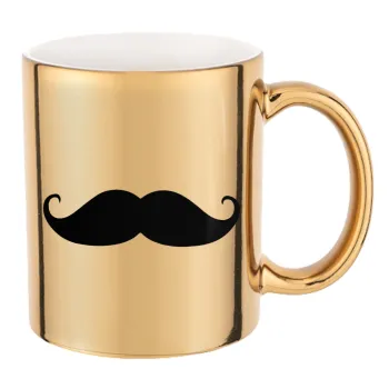 Μουστάκι, Κούπα κεραμική, χρυσή καθρέπτης, 330ml