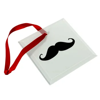 Μουστάκι, Στολίδι Χριστουγεννιάτικο στολίδι γυάλινο τετράγωνο 9x9cm