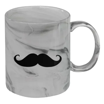 moustache, Mug ceramic marble style, 330ml