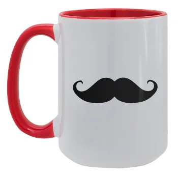 Μουστάκι, Κούπα Mega 15oz, κεραμική Κόκκινη, 450ml