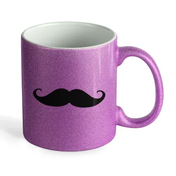 moustache, Κούπα Μωβ Glitter που γυαλίζει, κεραμική, 330ml