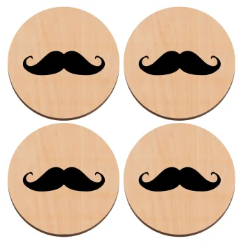moustache, ΣΕΤ x4 Σουβέρ ξύλινα στρογγυλά plywood (9cm)