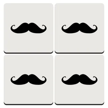 Μουστάκι, ΣΕΤ 4 Σουβέρ ξύλινα τετράγωνα (9cm)