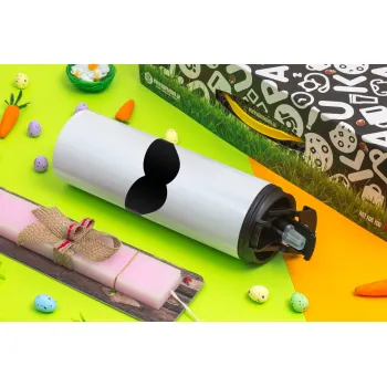 Μουστάκι, Πασχαλινή Λαμπάδα με Travel Tumbler θερμό με διπλό καπάκι (600ml, BPA free) & κερί αρωματικό πλακέ (30cm) (ΡΟΖ)