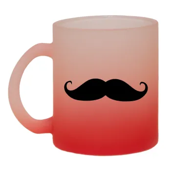 moustache, Κούπα γυάλινη δίχρωμη με βάση το κόκκινο ματ, 330ml