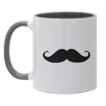 moustache, Mug colored grey, ceramic, 330ml