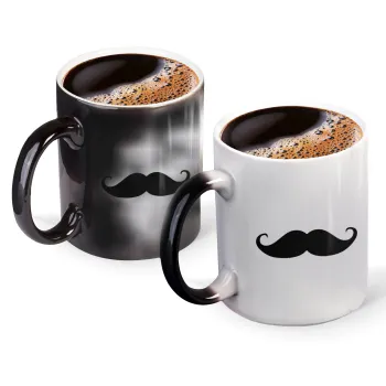 moustache, Color changing magic Mug, ceramic, 330ml when adding hot liquid inside, the black colour desappears (1 pcs)