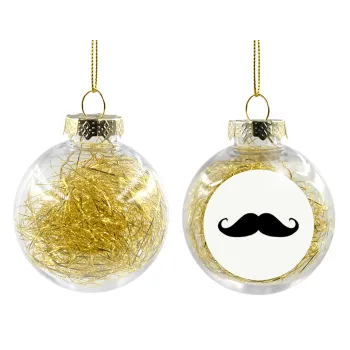 moustache, Transparent Christmas tree ball ornament with gold filling 8cm