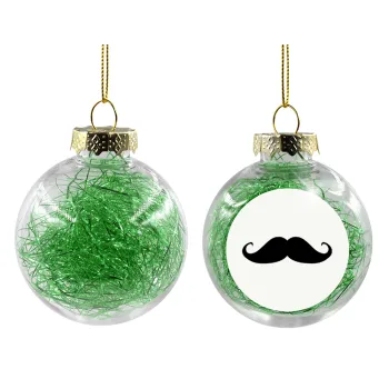 moustache, Transparent Christmas tree ball ornament with green filling 8cm