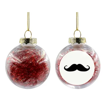 moustache, Transparent Christmas tree ball ornament with red filling 8cm