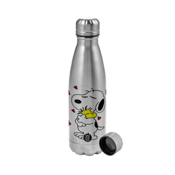Snoopy Love, Metallic water bottle, stainless steel, 750ml