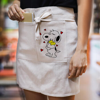 Snoopy Love, Ποδιά Μέσης με διπλή τσέπη Barista/Bartender, Beige
