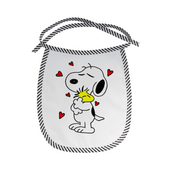 Snoopy Love, Σαλιάρα μωρού αλέκιαστη με κορδόνι Μαύρη