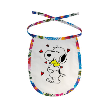 Snoopy Love, Σαλιάρα μωρού αλέκιαστη με κορδόνι Χρωματιστή