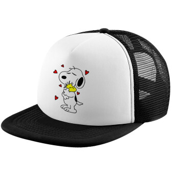 Snoopy Love, Καπέλο παιδικό Soft Trucker με Δίχτυ Black/White 
