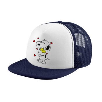 Snoopy Love, Καπέλο Soft Trucker με Δίχτυ Dark Blue/White 