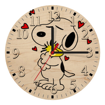 Snoopy Love, Ρολόι τοίχου ξύλινο plywood (20cm)