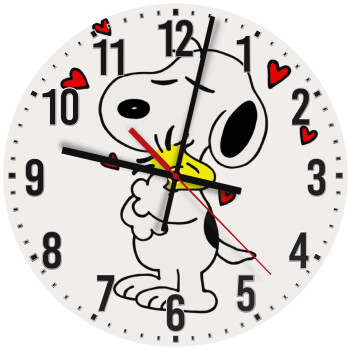 Snoopy Love, Ρολόι τοίχου ξύλινο (30cm)