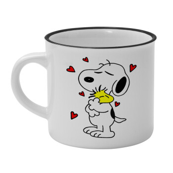Snoopy Love, Κούπα κεραμική vintage Λευκή/Μαύρη 230ml