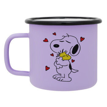 Snoopy Love, Κούπα Μεταλλική εμαγιέ ΜΑΤ Light Pastel Purple 360ml