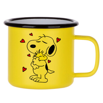 Snoopy Love, Κούπα Μεταλλική εμαγιέ ΜΑΤ Κίτρινη 360ml