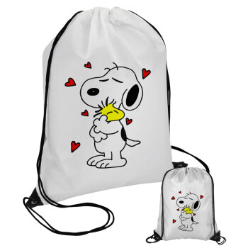 Snoopy Love, Τσάντα πουγκί με μαύρα κορδόνια (1 τεμάχιο)