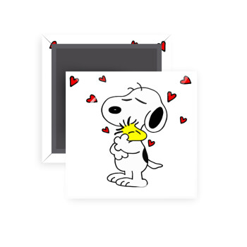 Snoopy Love, Μαγνητάκι ψυγείου τετράγωνο διάστασης 5x5cm