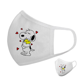Snoopy Love, Μάσκα υφασμάτινη υψηλής άνεσης παιδική (Δώρο πλαστική θήκη)