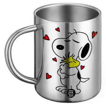 Snoopy Love, BIG Mug Stainless steel double wall (450ml)