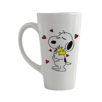 Snoopy Love, Κούπα κωνική Latte Μεγάλη, κεραμική, 450ml