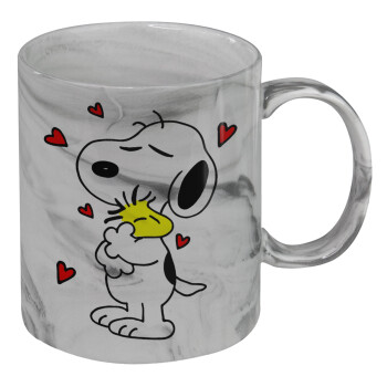 Snoopy Love, Κούπα κεραμική, marble style (μάρμαρο), 330ml