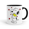 Snoopy Love, Κούπα χρωματιστή μαύρη, κεραμική, 330ml