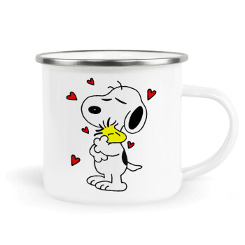 Snoopy Love, Metallic enamel cup white 360ml