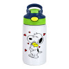 Παιδικό παγούρι θερμό, ανοξείδωτο, με καλαμάκι ασφαλείας, πράσινο/μπλε (350ml)
