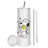 Tumbler stainless steel 600ml, with metal straw & cleaning brush
