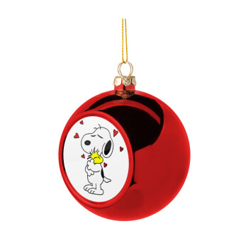 Snoopy Love, Χριστουγεννιάτικη μπάλα δένδρου Κόκκινη 8cm