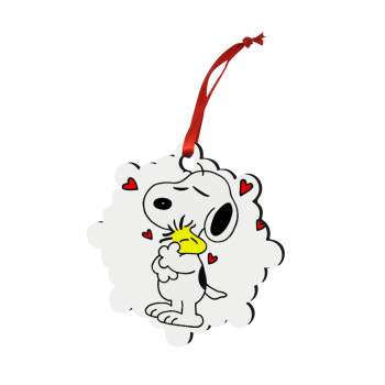 Snoopy Love, Christmas ornament snowflake wooden 7.5cm
