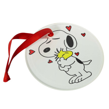 Snoopy Love, Χριστουγεννιάτικο στολίδι γυάλινο 9cm