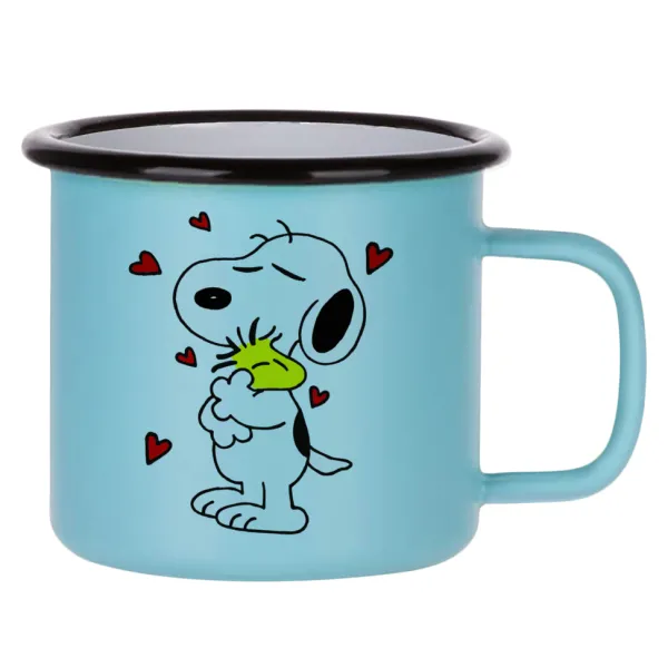 Snoopy Love — Κούπα Μεταλλική εμαγιέ ΜΑΤ σιέλ 360ml