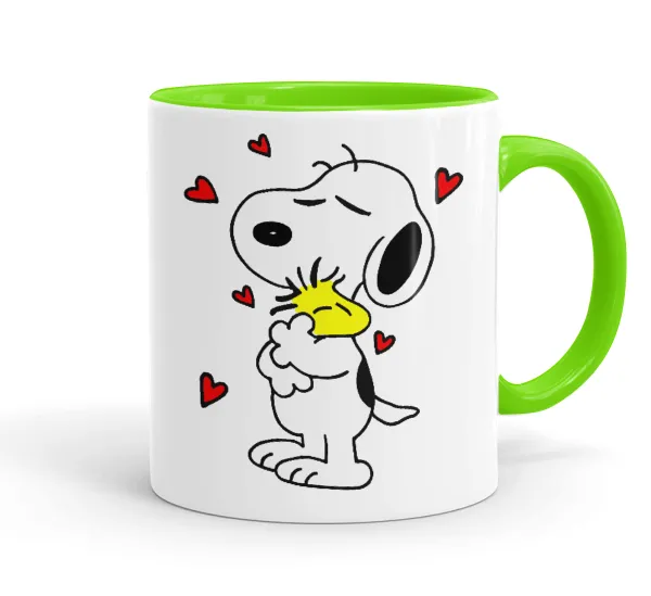Snoopy Love — Κούπα χρωματιστή βεραμάν, κεραμική, 330ml