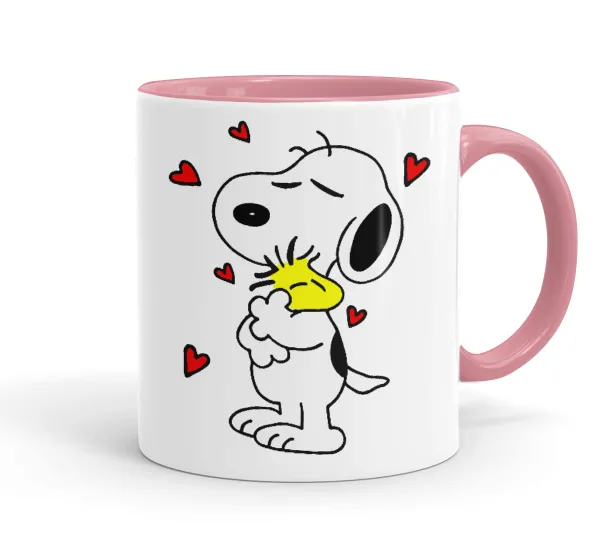 Snoopy Love — Mug colored pink, ceramic, 330ml