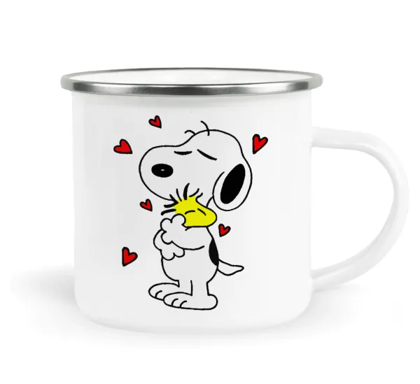 Snoopy Love — Metallic enamel cup white 360ml